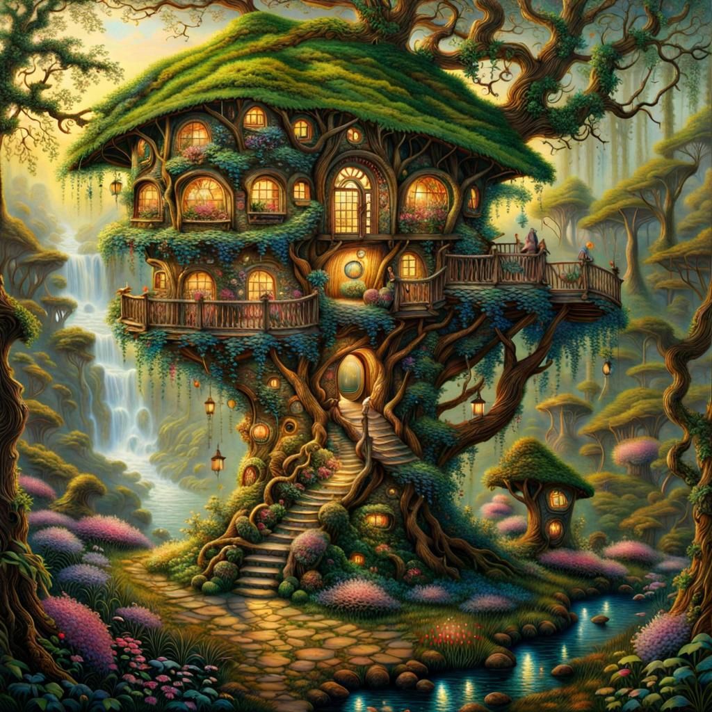 Treehouse - AI Generated Artwork - NightCafe Creator