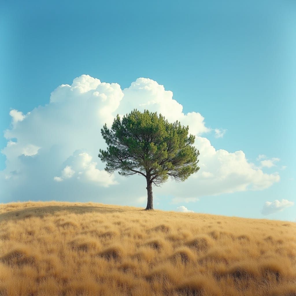 Solitary Tree in a Dreamlike Israeli Landscape