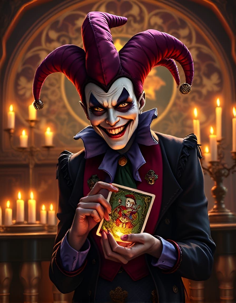 Jester with a tarot card