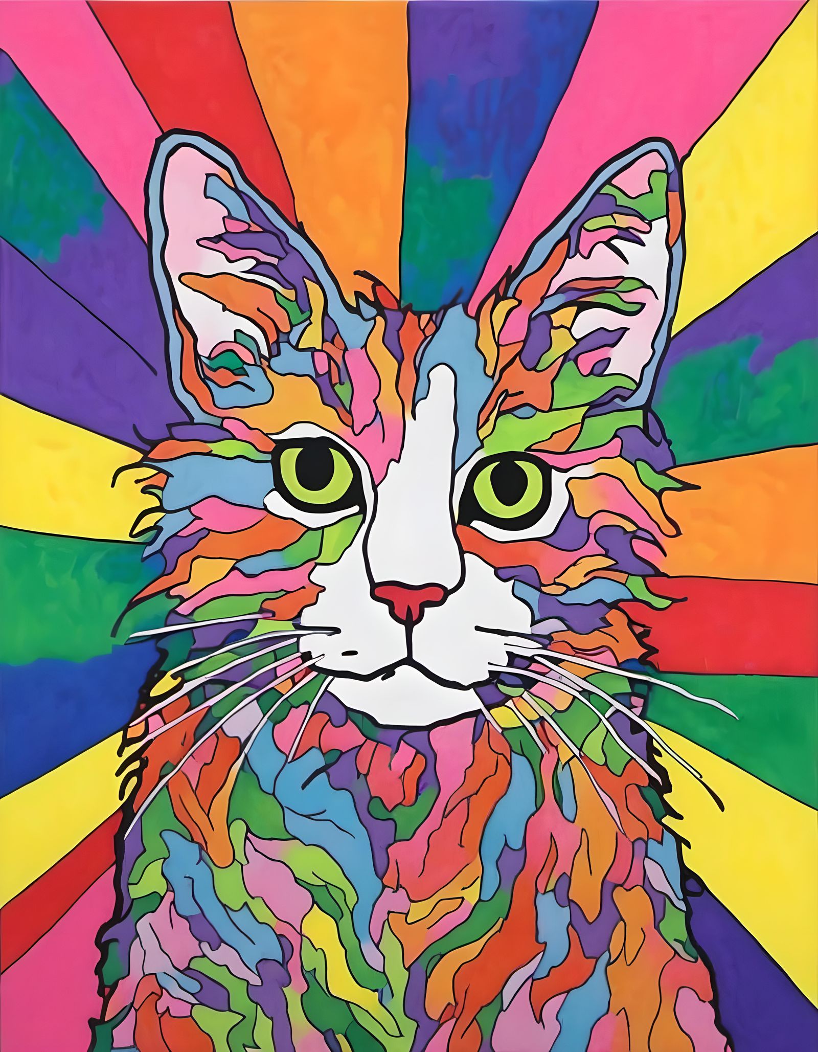  <lora:Art-By-Mal:1.0> rainbow cat portrait