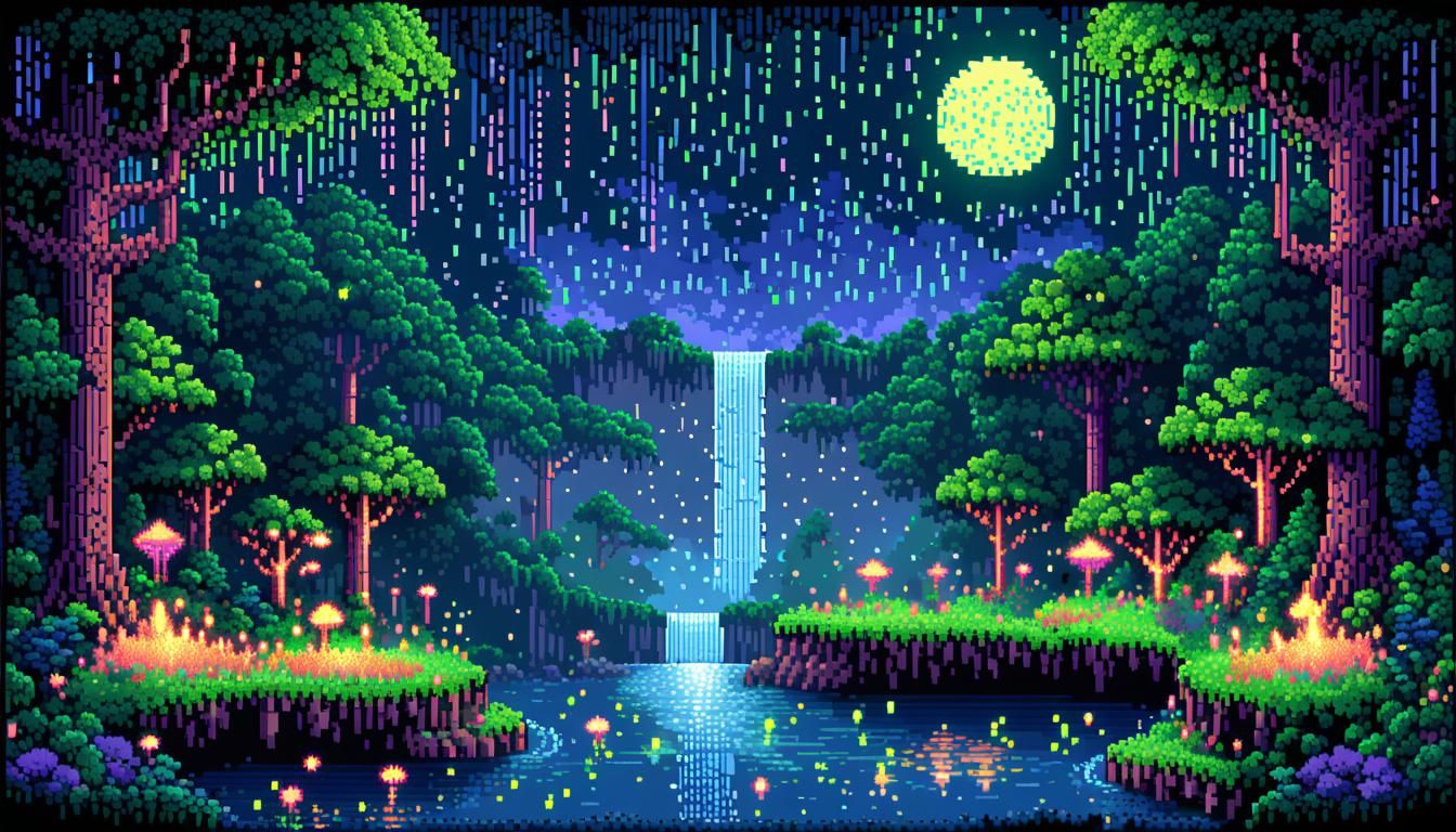 Magical Pixel Art Pop-Up Book Landscape