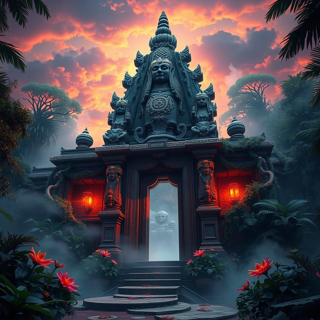 Mystical Jungle Temple Gateway in Fantasy Style