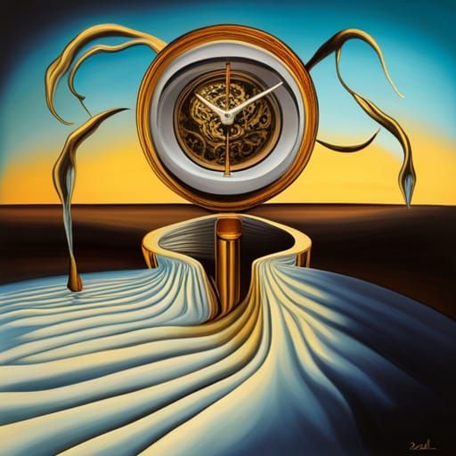 Clocks surrealism Salvador Dali matte background melting oil on canvas