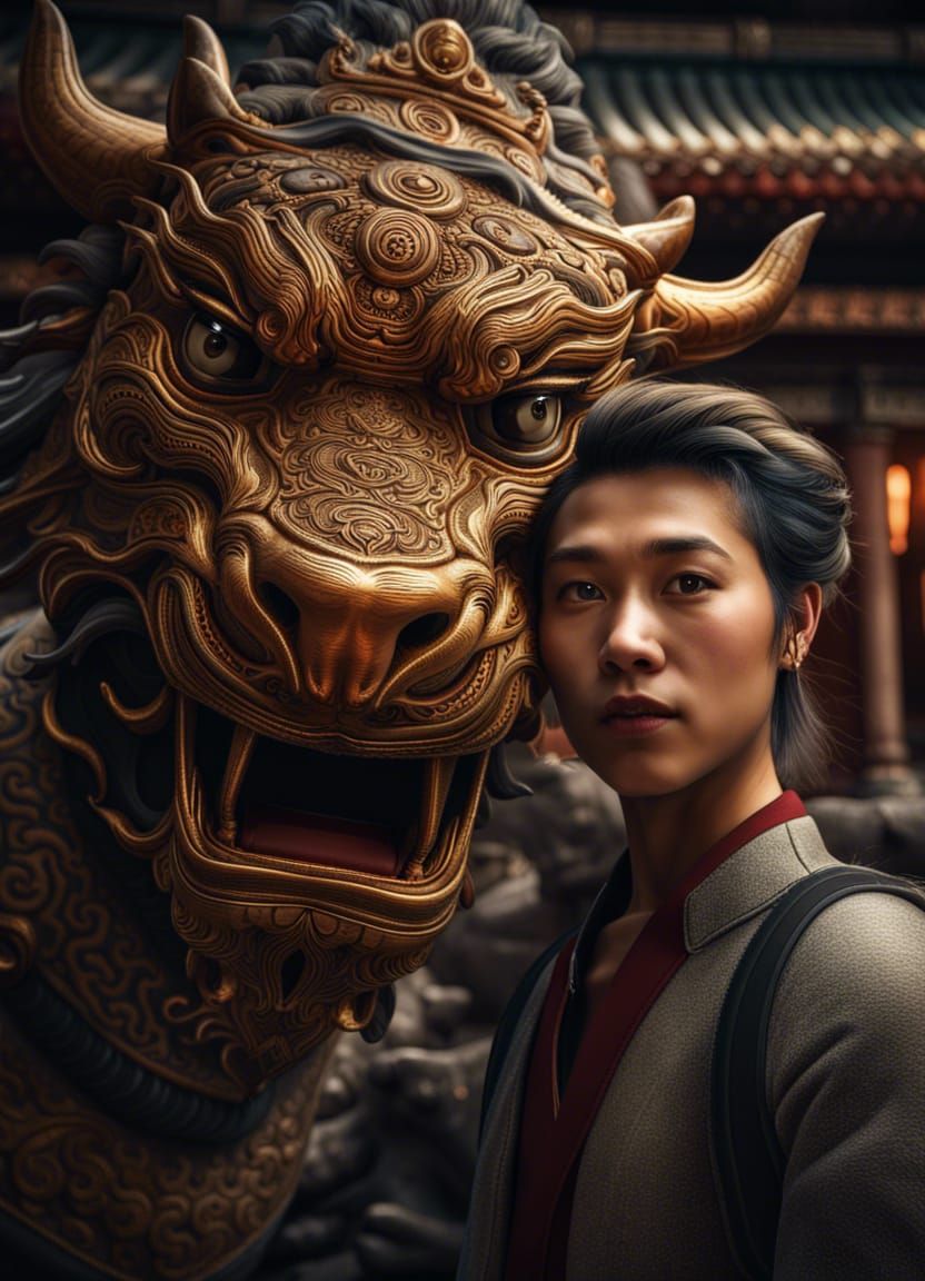 Selfie with Qilin  by @Joni