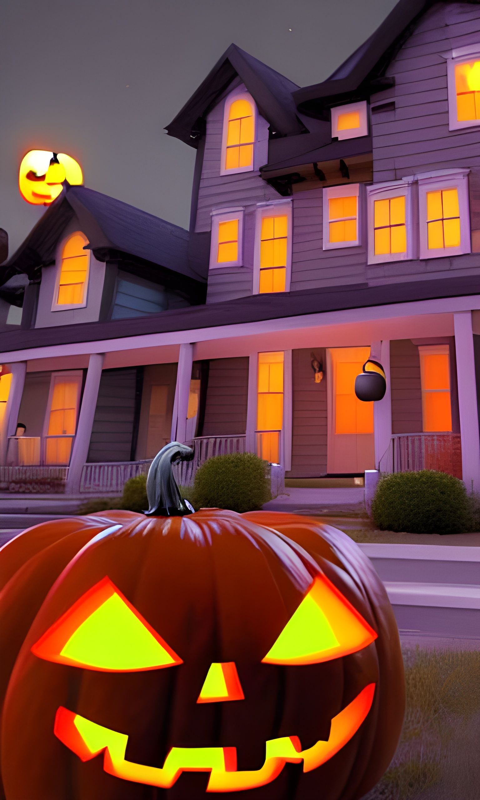 Halloween Fun: Ghouls and People in 90s Cartoon Style