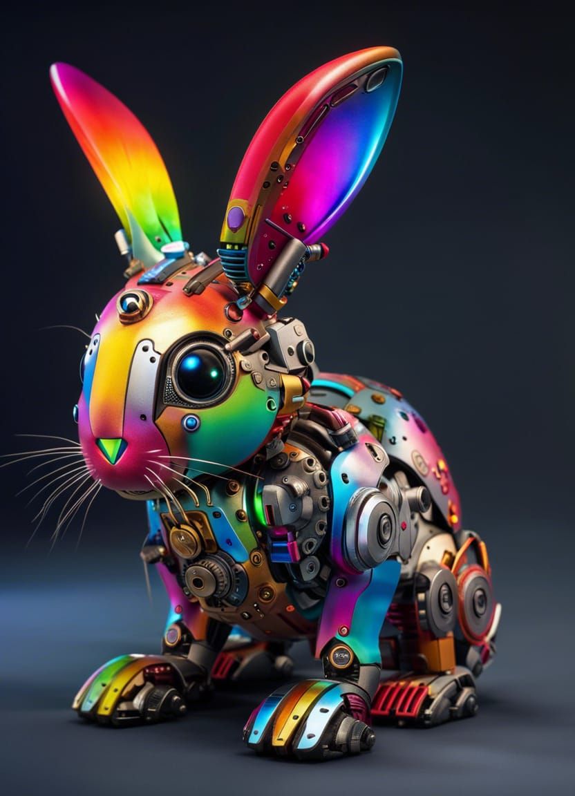 Very Cute colorful robotic bunny  by @Grumpy 