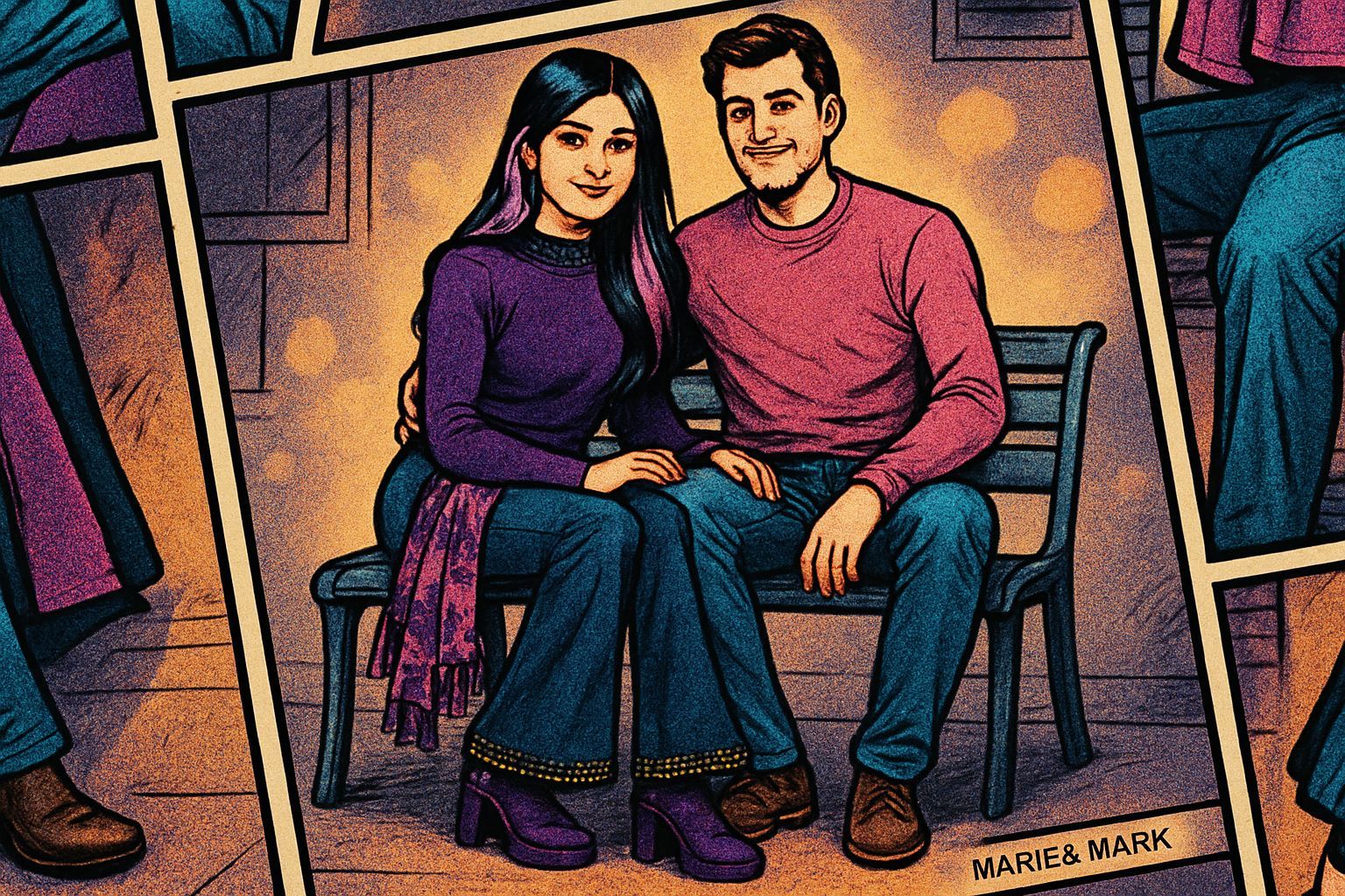 Romantic Couple in Graphic Novel Style