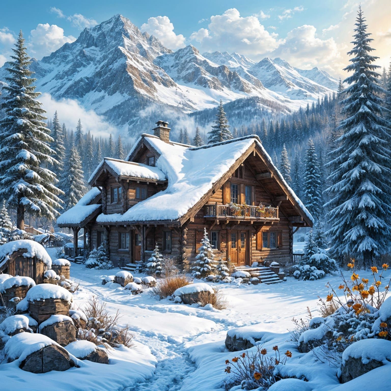 Beautiful Snow Covered House