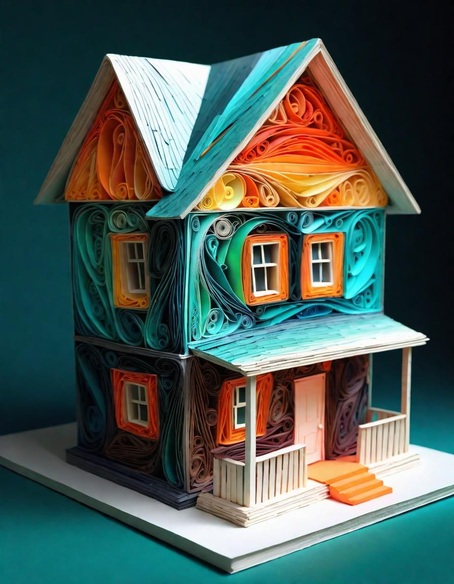 Alphabet House in Digital Mixed Media Style