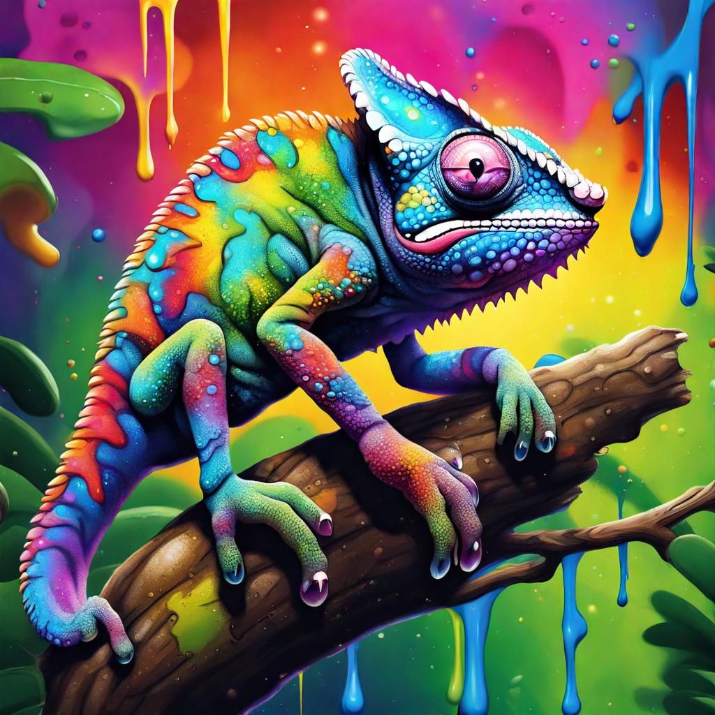 Rainbow Chameleon AI Generated Artwork NightCafe Creator