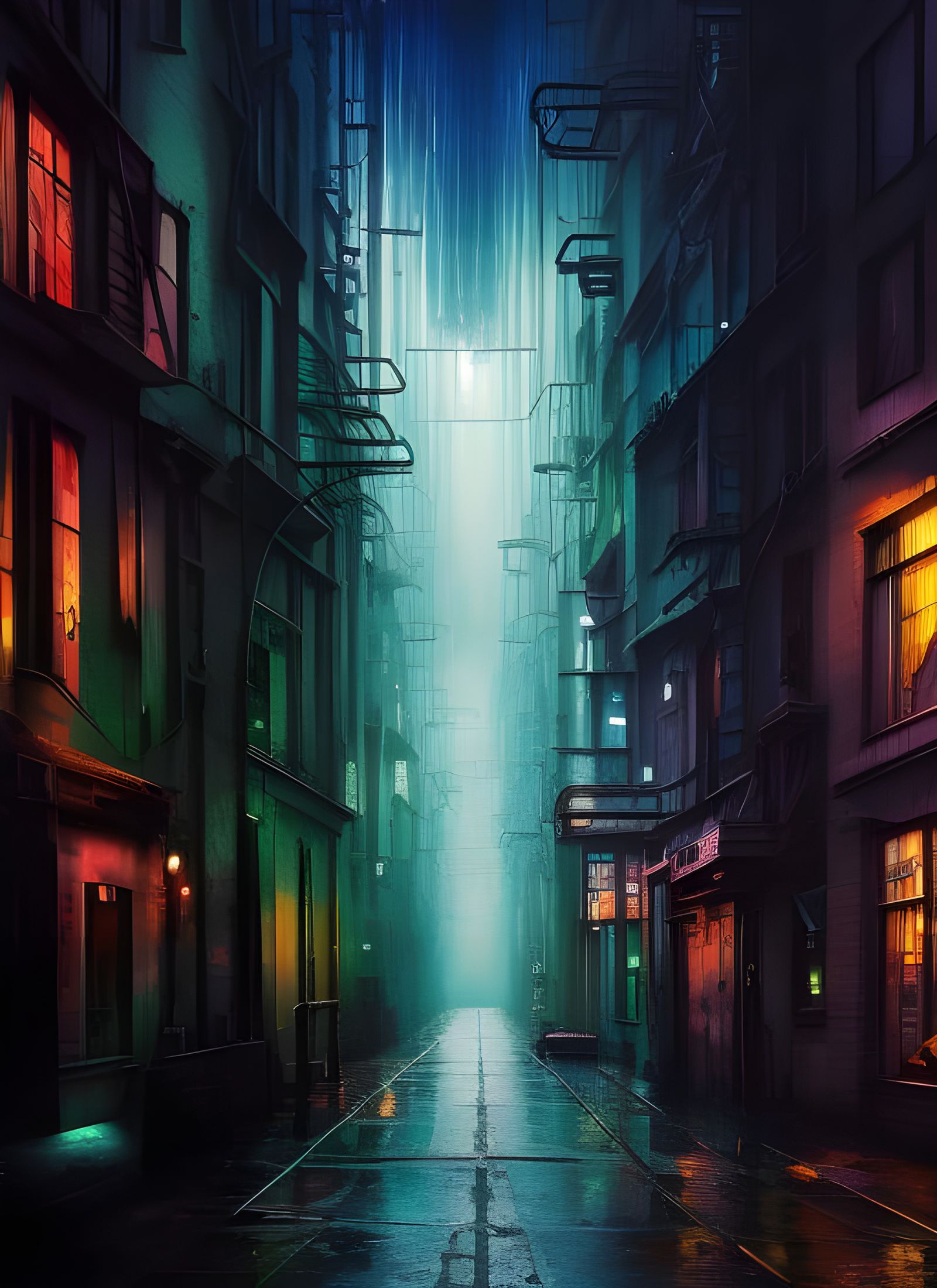 Wet City - AI Generated Artwork - NightCafe Creator