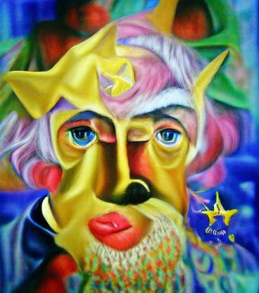 Golden star fauvism baroque surrealism oil on canvas