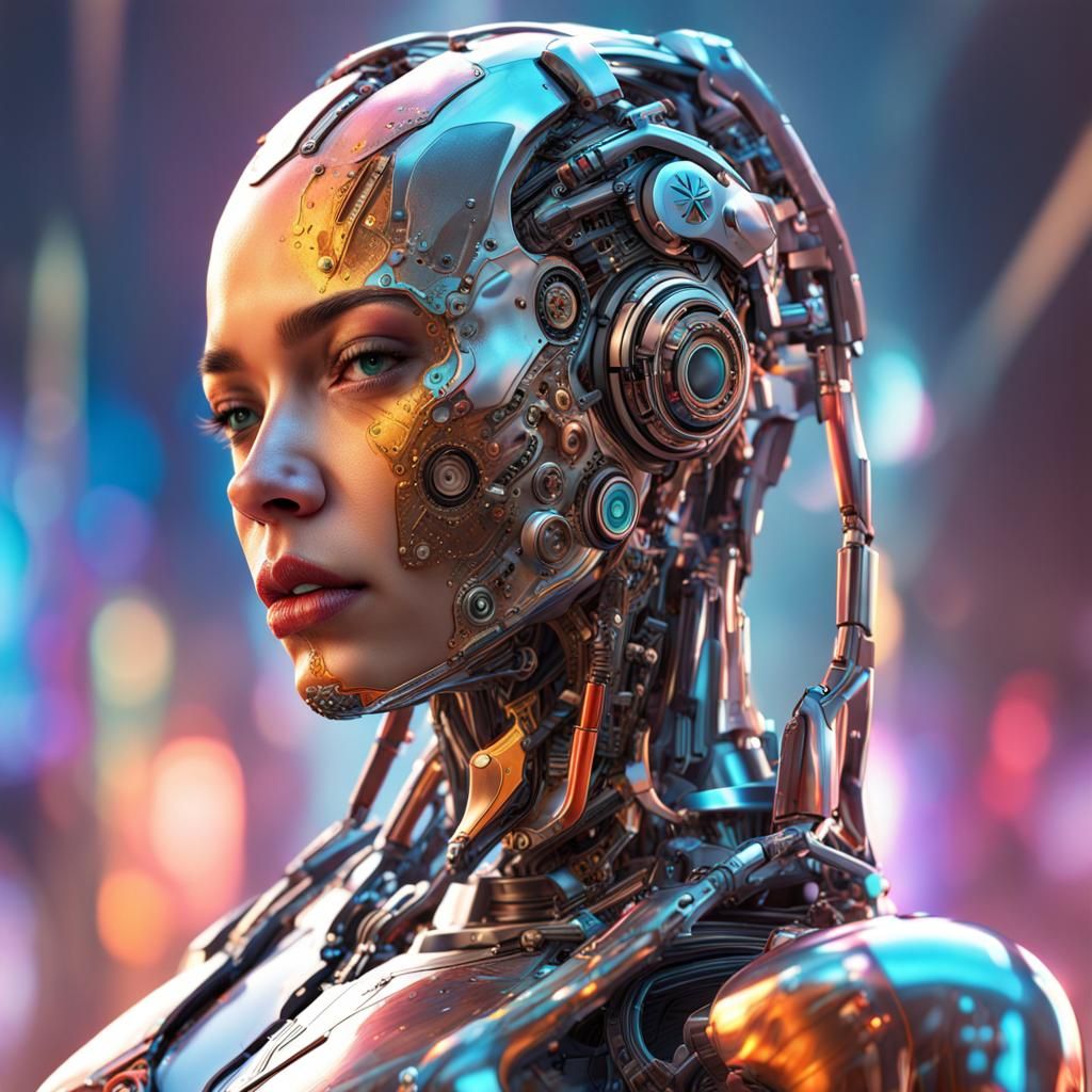 Supermodel android cyborg Hyperrealistic, splash art, concept art, mid ...