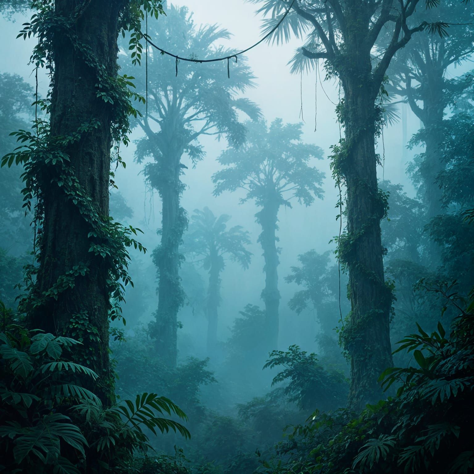 Thick fog in jungle   by @Komondor