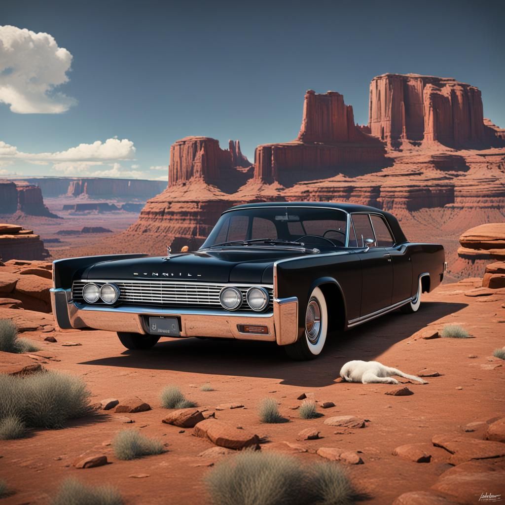 1963 Lincoln Continental big white wall tires black in the c...