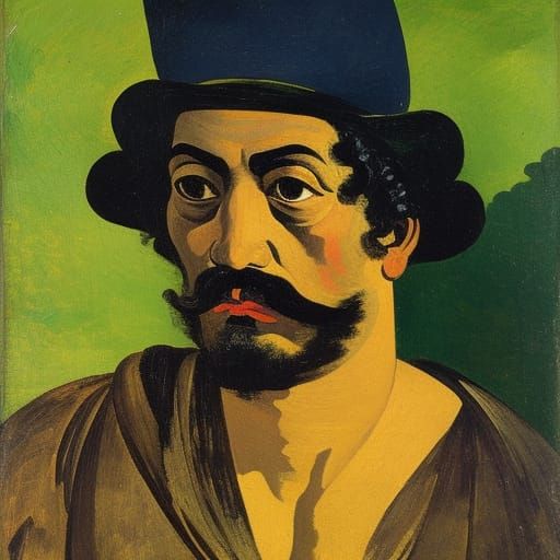 Self-portrait of Eugene Delacroix in the style of Paul Gaugi...