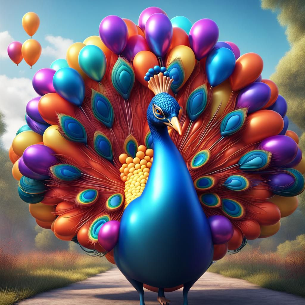 Balloon Peacock  by @Crispy Bess