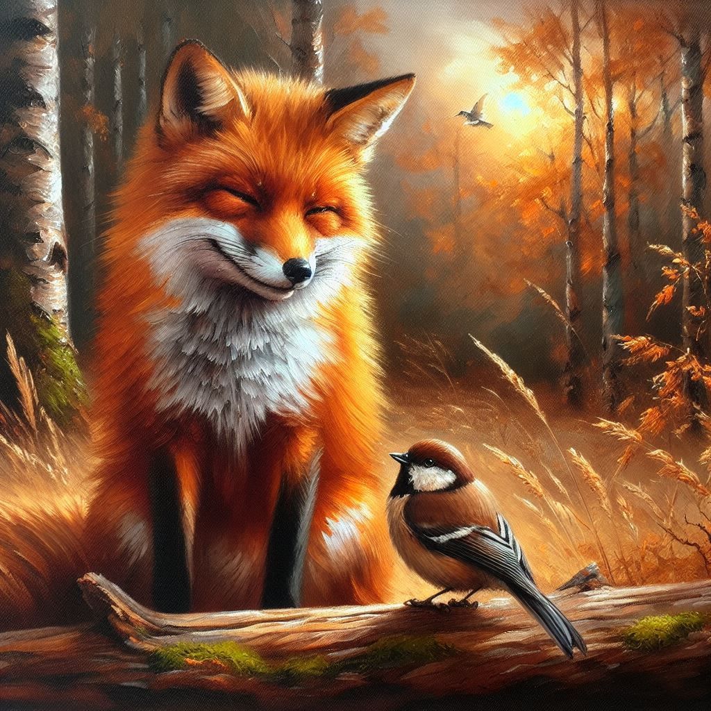 a fox and a bird