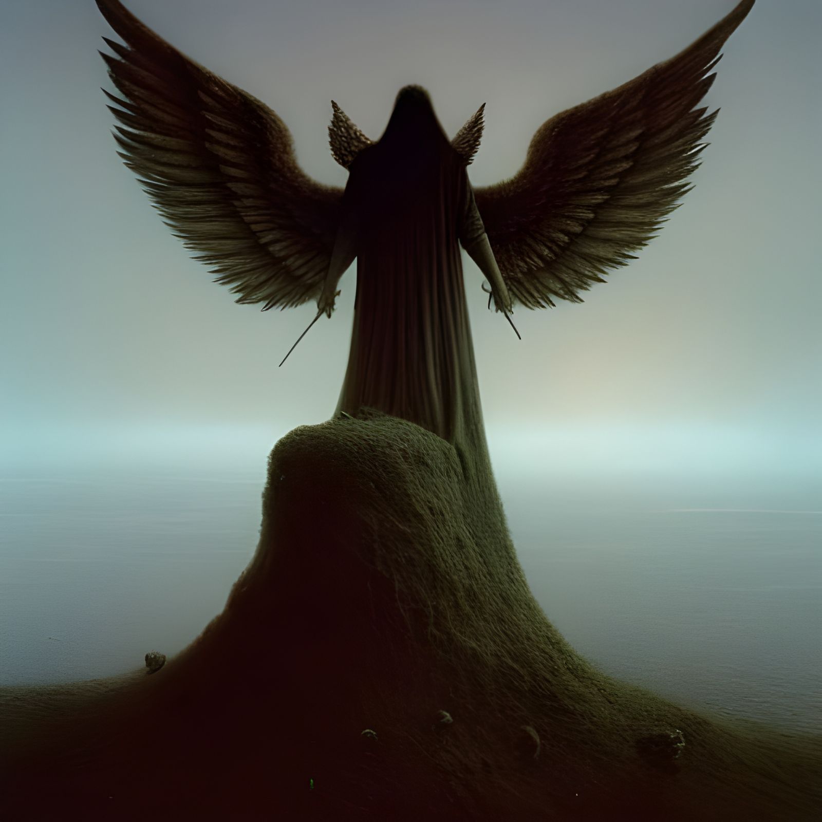 fallen angel, Beksiński - AI Generated Artwork - NightCafe Creator