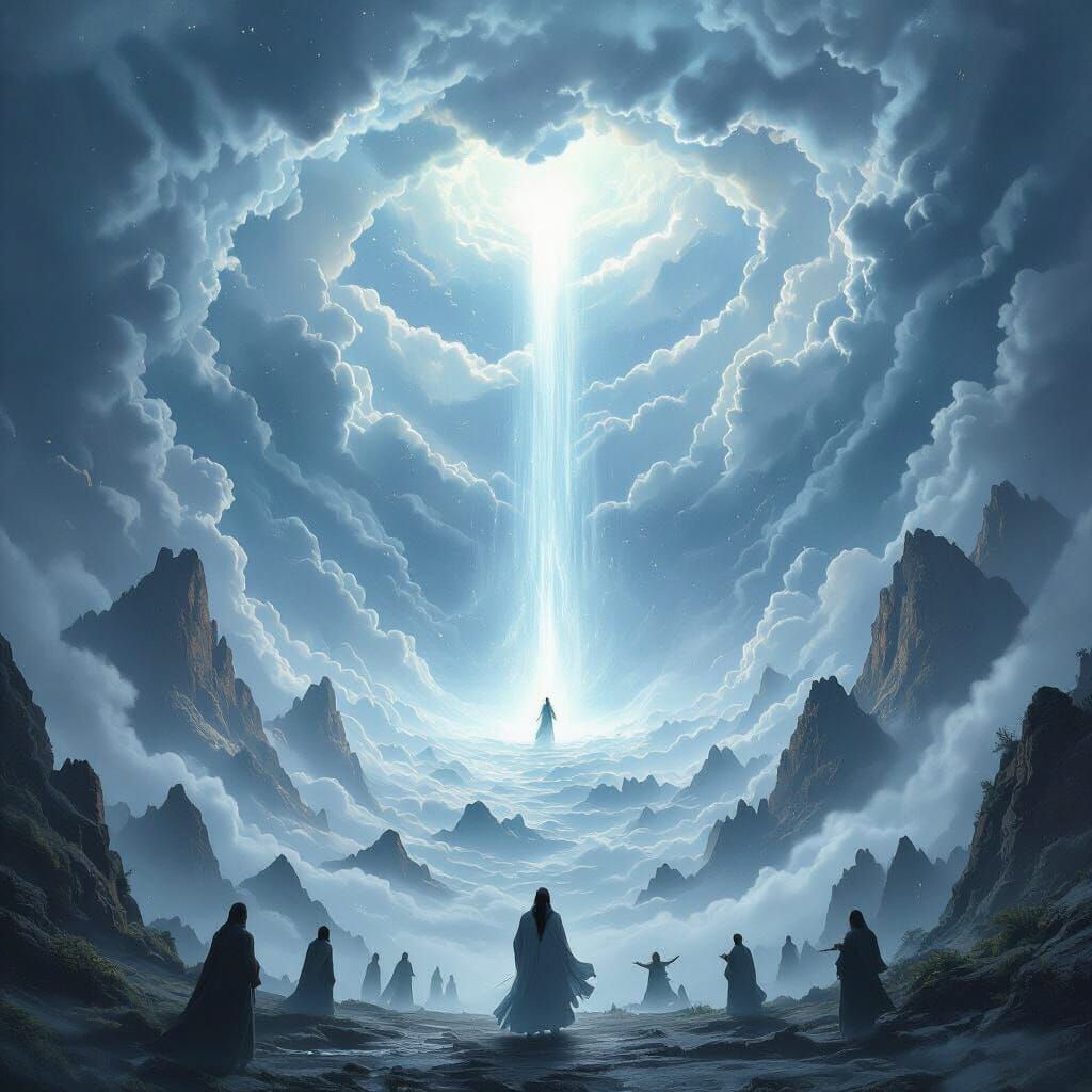 Celestial Storm Opens Heavenly Gate, Figure Emerges