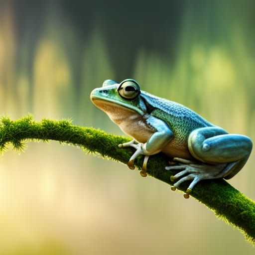 beautiful magnificent detailed big shiny glossy frog in 3d posted on a ...