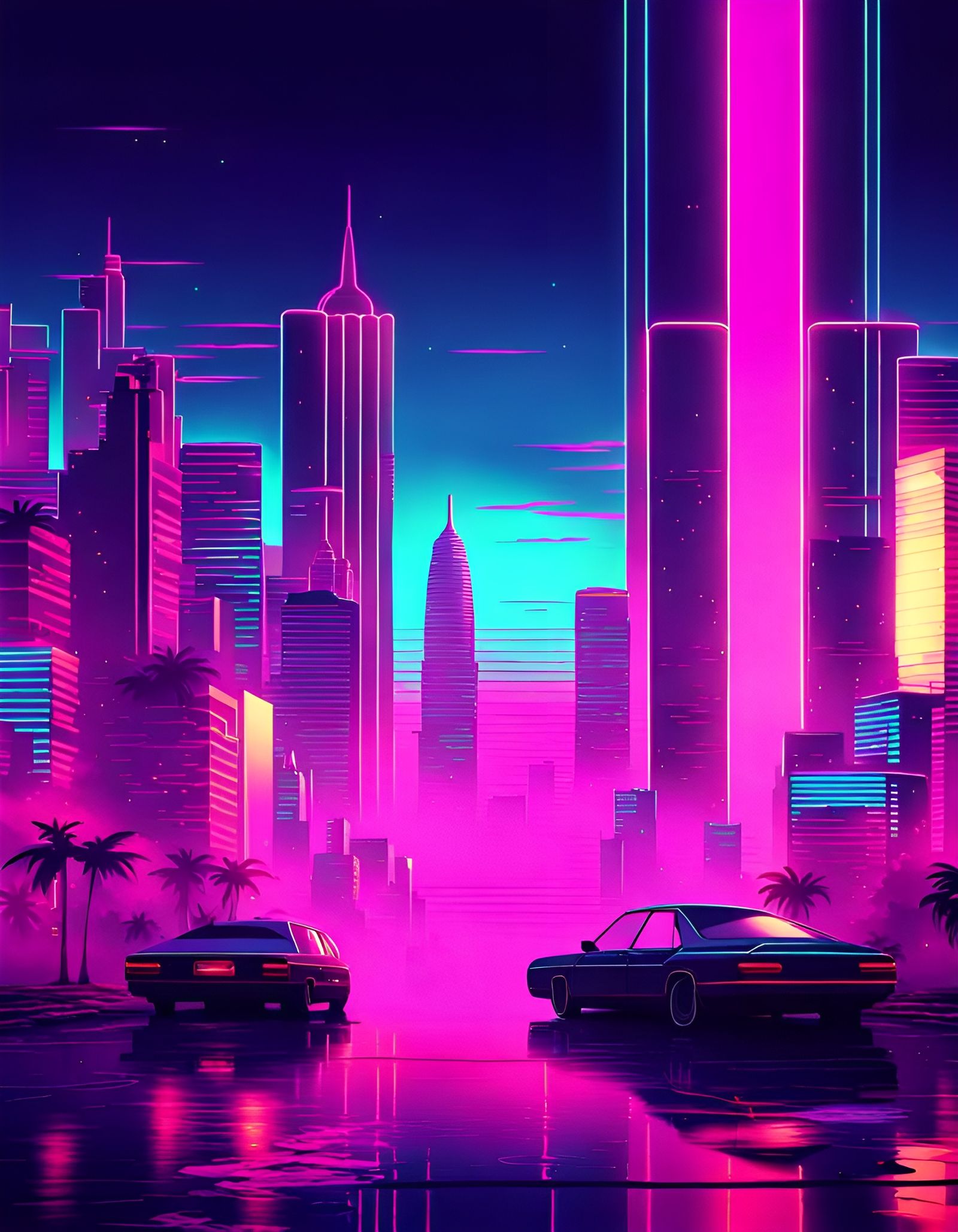 Vaporwave cityscape - AI Generated Artwork - NightCafe Creator