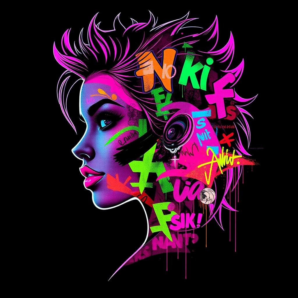 Neon Punk Graffitti Art Double Exposure  by @HiJinks
