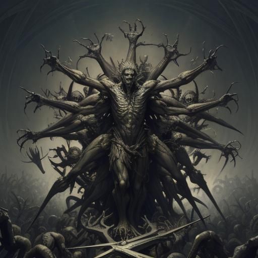 a tangled mass of arms and limbs