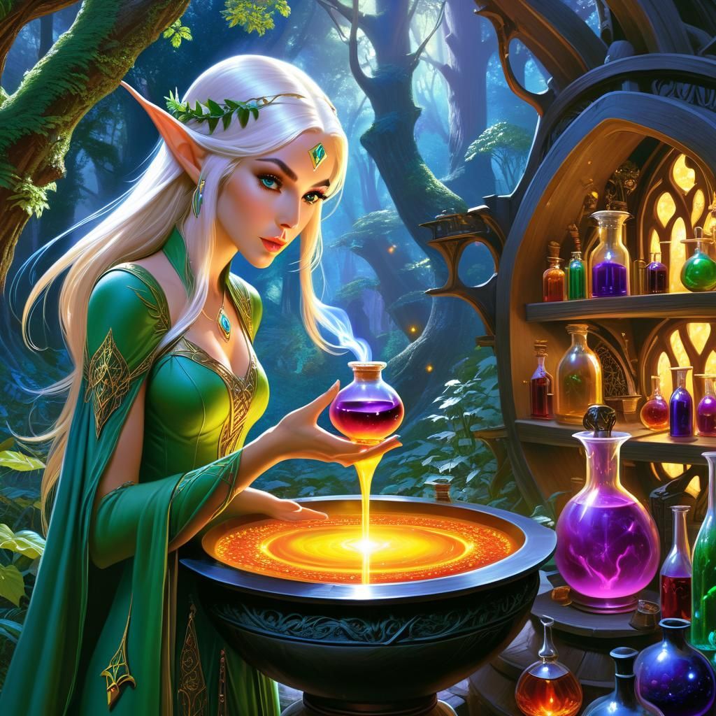 Elven alchemist - AI Generated Artwork - NightCafe Creator