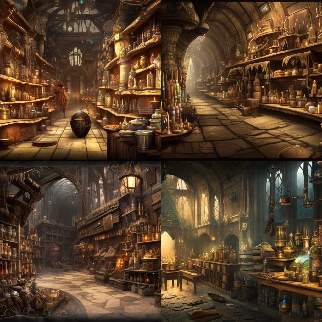 Magic Potions and weapons shop