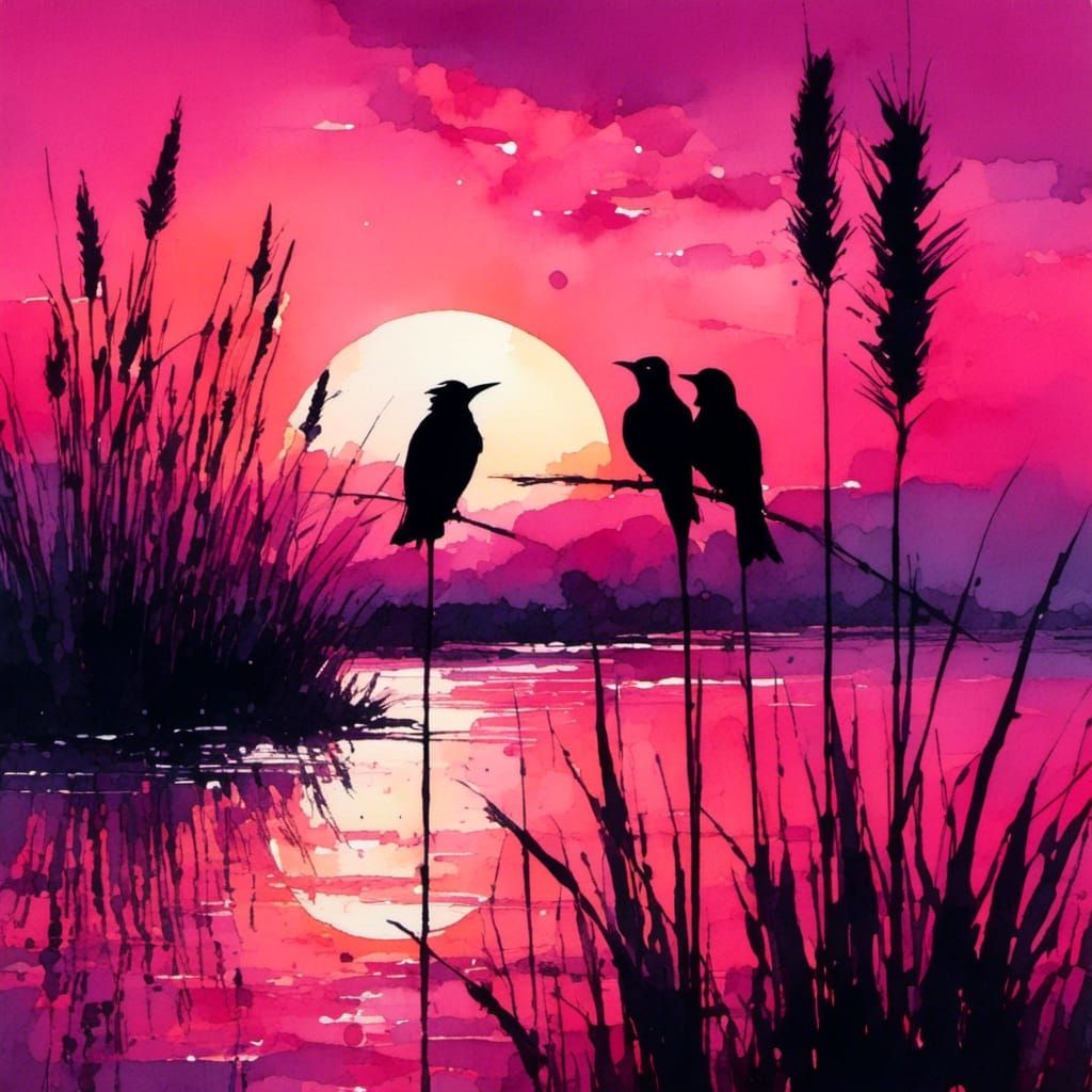 African Birds at sunset