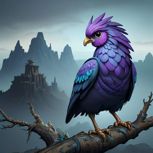 Hyper-Realistic 3D Chicken in Mystical Landscape