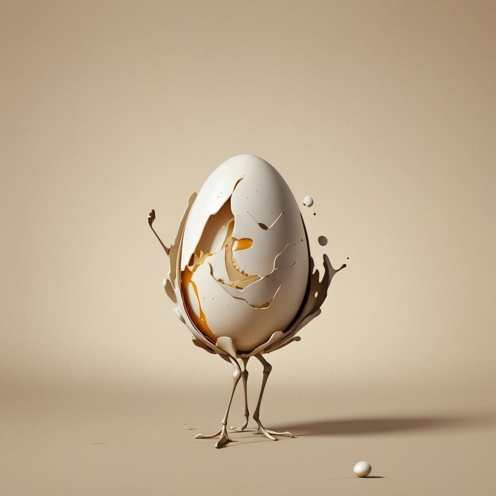A whimsical and captivating CGI cartoon image of an egg, bro...