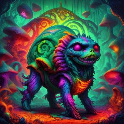 Futuristic Cityscape with Neon Glow and Tim Burton Architect...