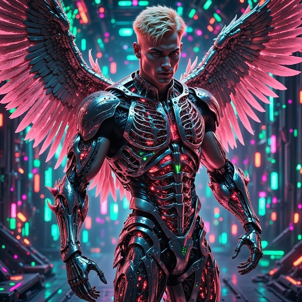 Amazing detailed photorealistic kaleidoscopic blacklight UV light full body image Mood lighting, bokeh magical sparkling colored dust effect...