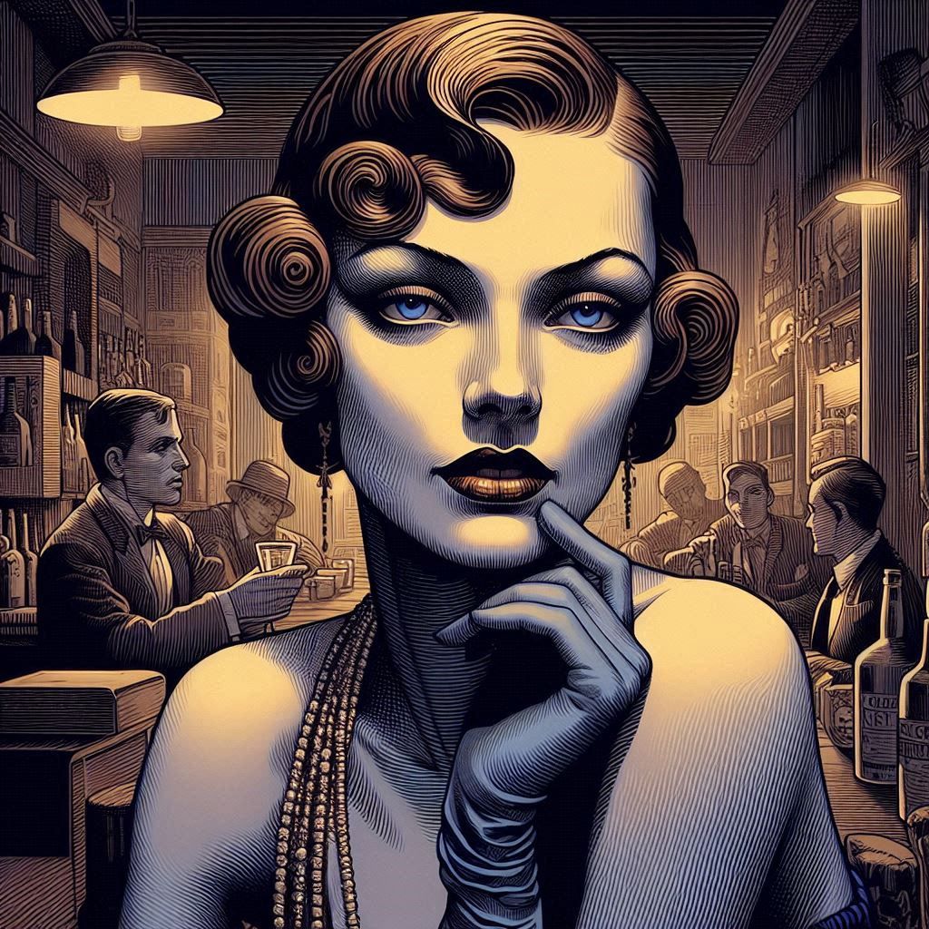 Film noir atmosphere, comic book style