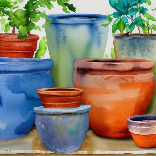 An unusual collection of terracotta pots