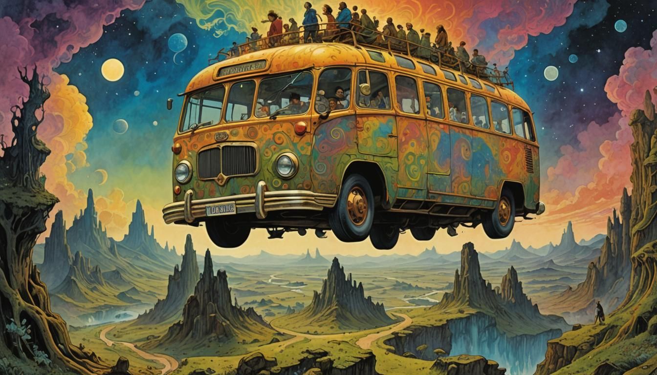 (Magic Bus) epic trippy psychedelic magical surreal masterpi...