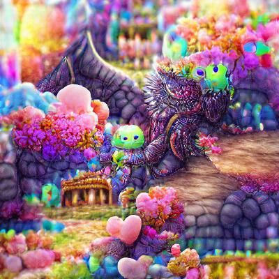Cinematic view of an unlimited cute monster keeper beautiful...