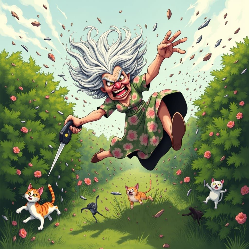 Meemaw loves trimming the hedges!!