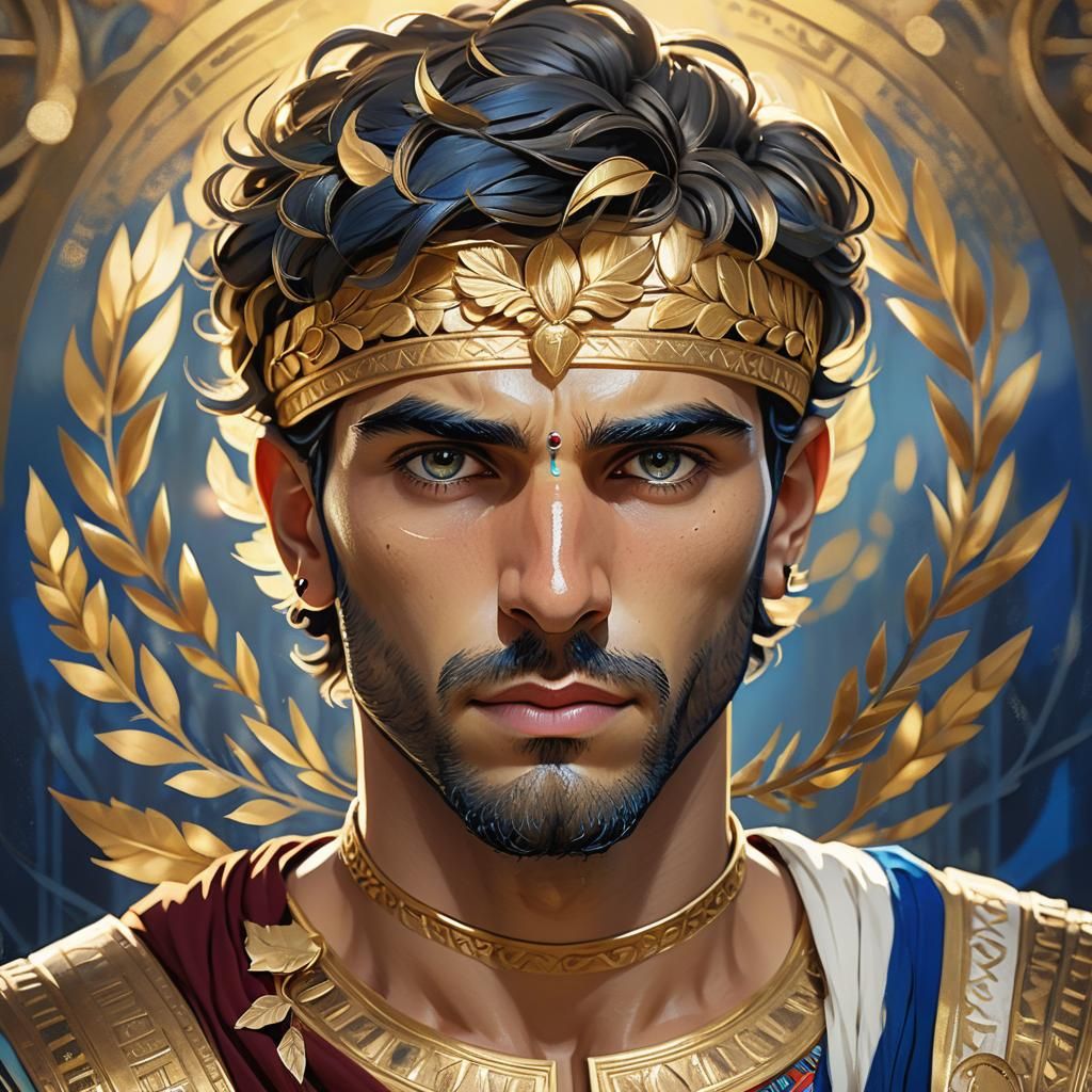 Greek Man Portrait in Art Nouveau Style