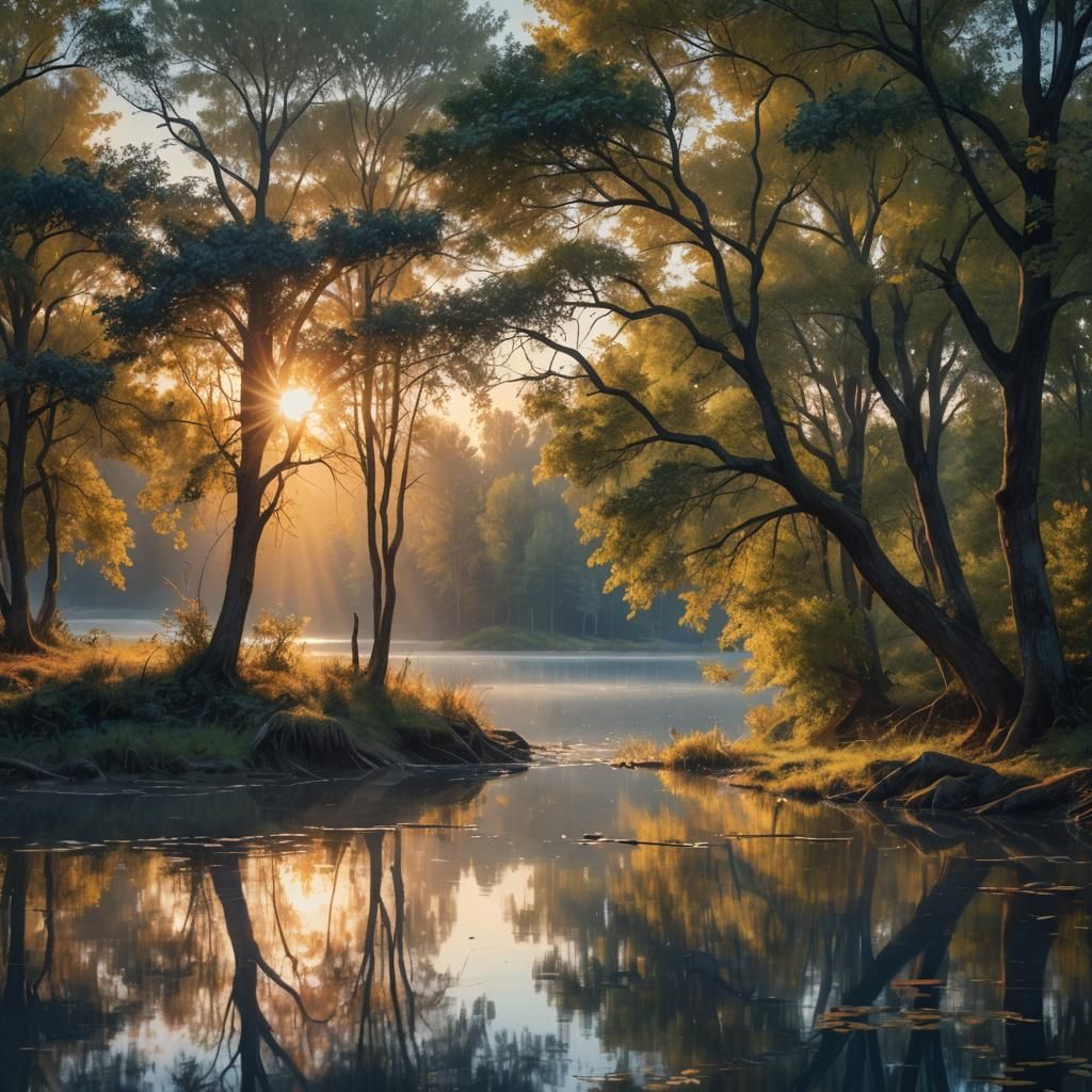 hyperrealism, very realistic, a beautiful sunset with a myriad of colors, rays of sunlight, beautiful ...  by @J_