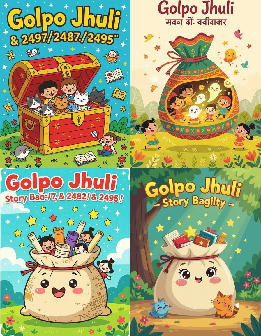 High Quality Cartoon Style Image of a Story Bag