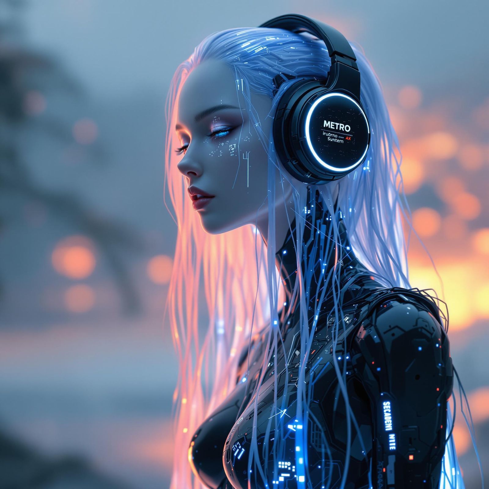 [Yano] A cute android girl with METRO (ak-098b) headphones