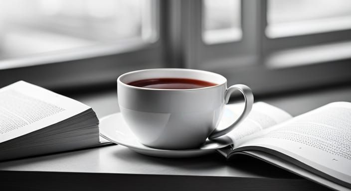 Relaxing and reading with a cup of tea