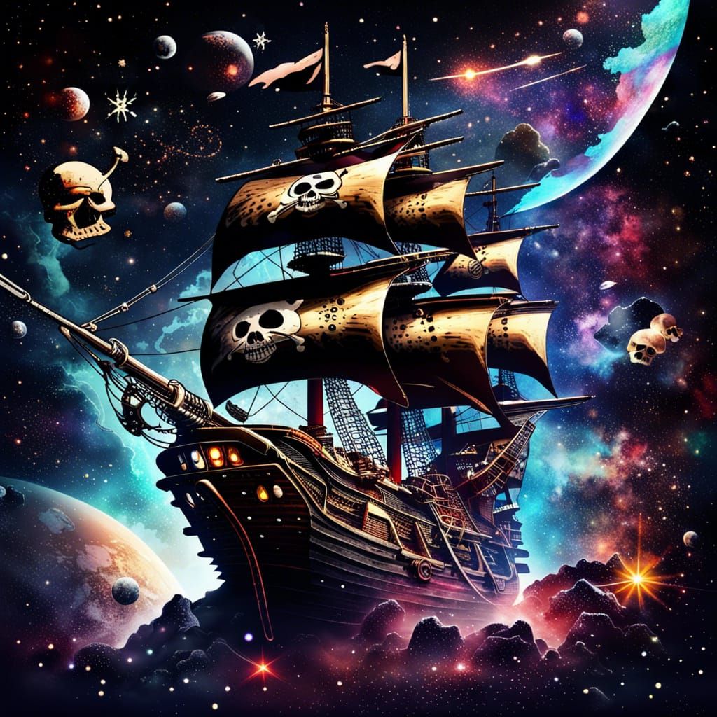 Random Pirate Ship In Outer Space
