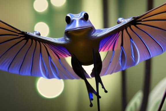 The Blue winged Frog in flight  by @Strigoi77