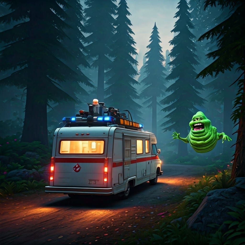 White Motorhome, ghostbusters echo one design. Slimer follow...