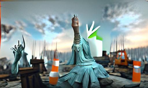 The statue of liberty comes to life and flips the bird, hold...