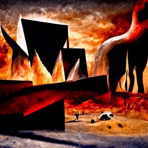 Stranded in Hell: A Surreal Expressionist Painting